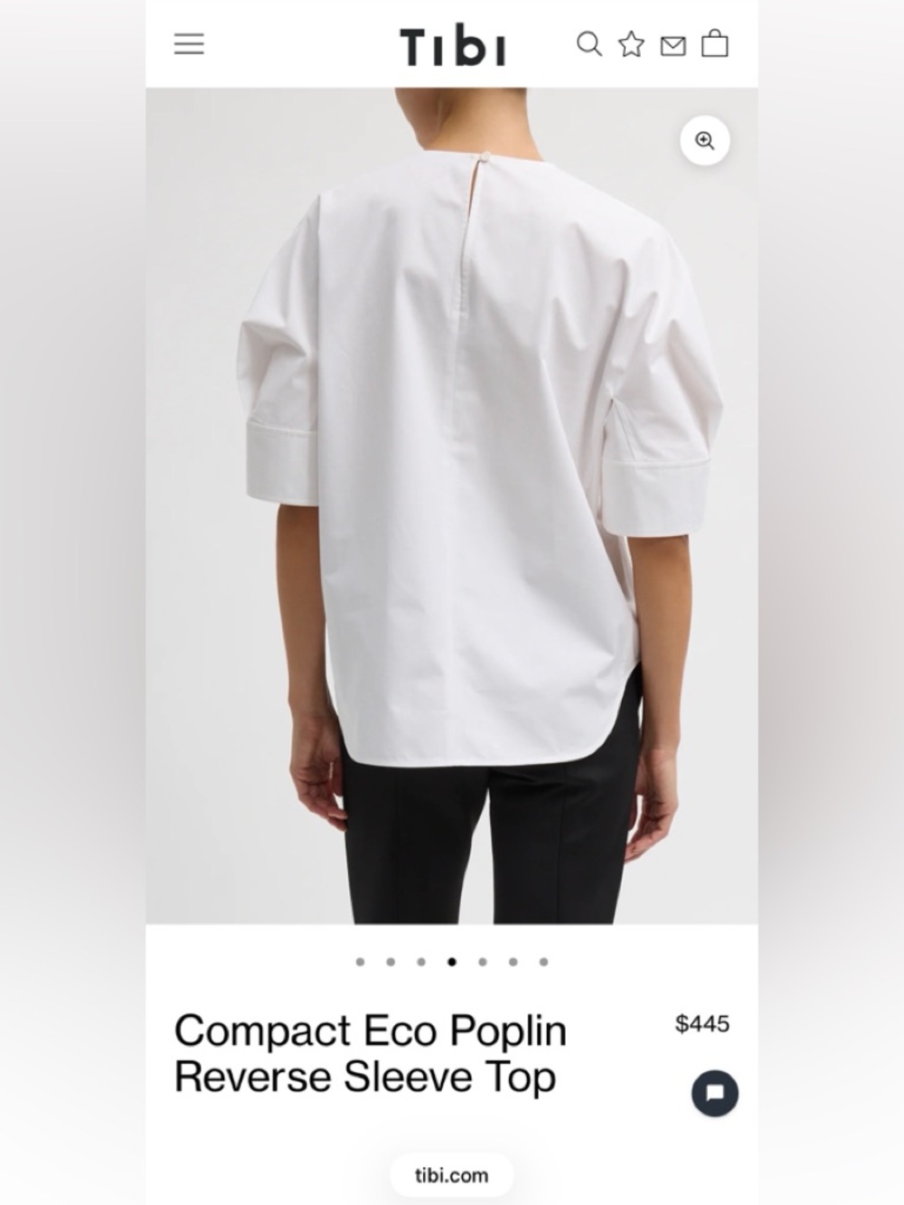 Tibi Compact Eco Poplin Reverse Sleeve Top - Picture 2 of 2